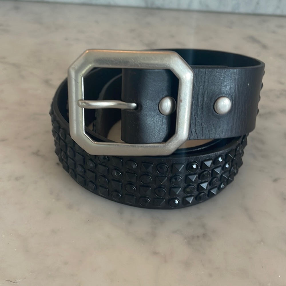 Cabi black leather studded belt M